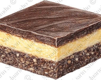 Naklejka na deser PNG – batonik Nanaimo, kanadyjski kwadrat czekoladowy, przezroczysty PNG (pobieranie cyfrowe)
