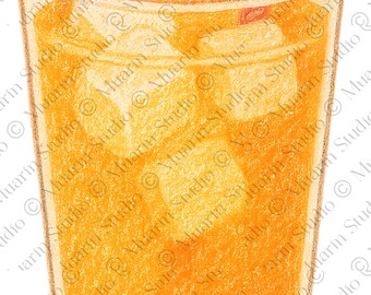 Food Journal Sticker PNG – Nigerian Tropical Juice Clipart, Colored Pencil, Transparent PNG (Digital Download)