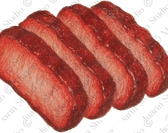 Menu Food Illustration PNG – Char Siu BBQ Pork, Colored Pencil, Transparent PNG (Digital Download)