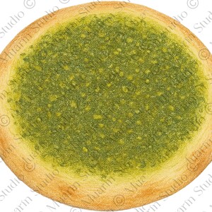 Restaurant Menu Food PNG – Manakish Flatbread with Toppings, Colored Pencil, Transparent PNG (Digital Download)