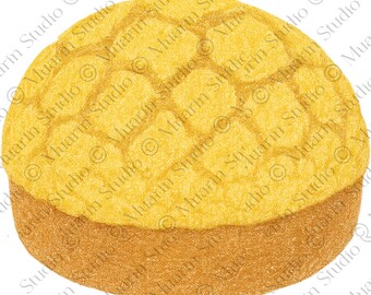 Bakery Menu Dessert PNG – Pineapple Bun (Bolo Bao) Illustration, Transparent PNG (Digital Download)
