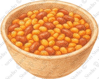 Recipe Card Food Clipart PNG – Githeri (Beans & Corn Stew), Colored Pencil, Transparent PNG (Digital Download)