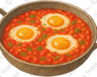 Restaurant Menü Essen PNG - Menemen Türkische Eier mit Tomate, Buntstift, Transparente PNG (Digitaler Download)