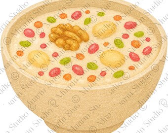 Bäckerei Nachtisch Clipart PNG - Asche (Noahs Pudding), Buntstift, Transparente PNG (Digitaler Download)