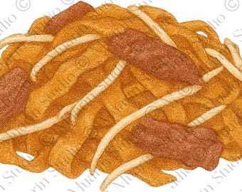 Restaurant Menu Food PNG – Beef Chow Fun Noodles, Colored Pencil, Transparent PNG (Digital Download)