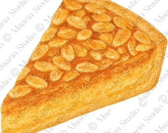 Bakkerijdessert, png-bestand – Tarte de Amendoa-amandeltaart, kleurpotlood, transparante png (digitale download)