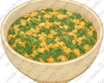 Recipe Card Food Clipart PNG – Nigerian Egusi Soup (Melon Seed Soup), Colored Pencil, Transparent PNG (Digital Download)