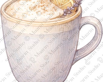 Menu restauracji, napój PNG – London Fog Latte, napój w kanadyjskiej kawiarni, przezroczysty PNG (pobieranie cyfrowe)