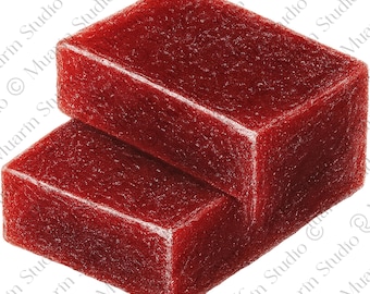 Bakkerijdessert, png-bestand – plakjes marmelada-kweepeergelei, kleurpotlood, transparante png (digitale download)