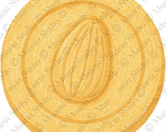 Dessert Sticker PNG – Almond Cookies Clipart, Colored Pencil, Transparent PNG (Digital Download)
