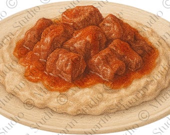 Rezept Karte Food Clipart PNG - Hunkar Begendi Lammeintopf mit Auberginenpüree, Buntstift, Transparent als PNG (digitaler Download)
