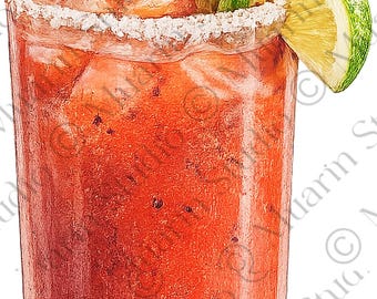 Menu restauracji, napój PNG – kanadyjski koktajl Cezar, kredka kolorowa, przezroczysty PNG (pobieranie cyfrowe)