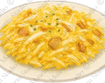 Restaurantmenu Eten PNG – Bacalhau a Bras, geraspte kabeljauw, kleurpotlood, transparante png (digitale download)