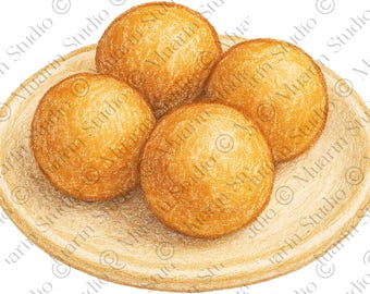 Naklejka na deser PNG – nigeryjskie smażone kulki z ciasta francuskiego, przezroczyste PNG (pobieranie cyfrowe)