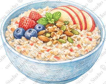 Menu restauracji, jedzenie w formacie PNG – miska z musli Bircher, szwajcarskie danie śniadaniowe, przezroczysty plik PNG (pobieranie cyfrowe)