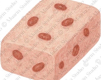 Dessert Sticker PNG – Red Bean Cake Clipart, Colored Pencil, Transparent PNG (Digital Download)