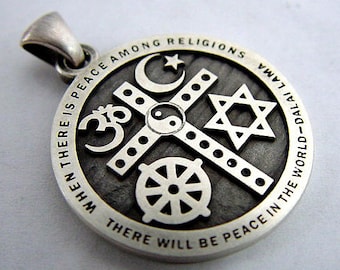 Interfaith Unity Pendant - Stainless Steel Spiritual Amulet
