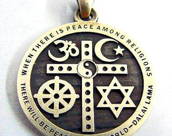 Sterling Silver Interfaith Unity Pendant Necklace – Religious Symbols