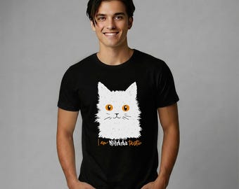 Unisex Black Cat T-Shirt, Kawaii Graphic Tee, “I Am Myaaatastic”, Funny Cat Lover Gift