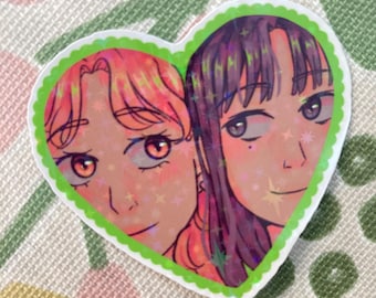 Mitsuaya Holographic Heart-Shaped Sticker | The Guy She Was Interested In Wasn’t A Guy At All | Green Yuri