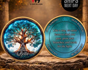 Personalized Sobriety Coin,1-99 Years Tree of Life AA Medallion,Serenity Prayer Token,Recovery Sobriety Coin,Tree of Life AA, NA