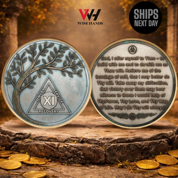 Personalized Tree of Life Soberity Coin,Recovery Anniversary Gift,Sober Celebration Keepsake
