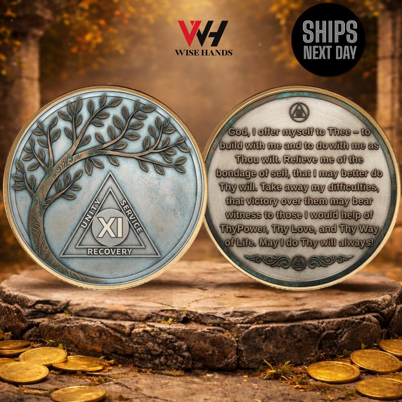 Personalized Tree of Life Soberity Coin,Recovery Anniversary Gift,Sober Celebration Keepsake