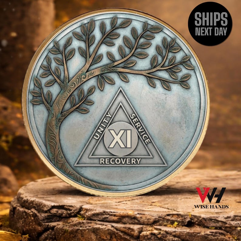 Personalized Tree of Life Soberity Coin,Recovery Anniversary Gift,Sober Celebration Keepsake