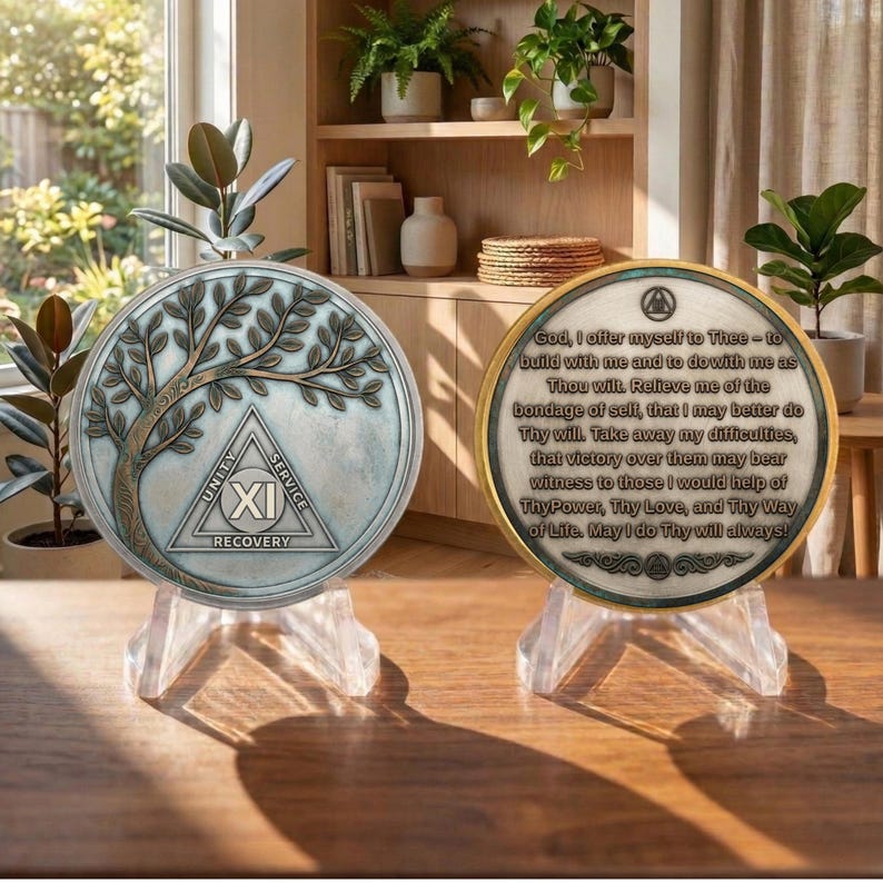 Personalized Tree of Life Soberity Coin,Recovery Anniversary Gift,Sober Celebration Keepsake