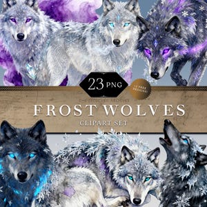 Watercolor Winter Wolf Clipart Bundle • Fantasy Wolf PNG Designs for POD, Sublimation, Junk Journal & Scrapbook (Instant Digital Download)