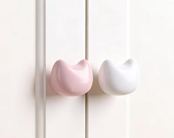 Kleurrijke keramische knop: katvormige ladeknop, matte handgrepen kinderkamer