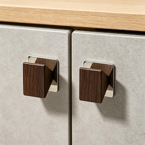 Titanium Silver Brass Walnut Knob, Cupboard Drawer Wardrobe Handle