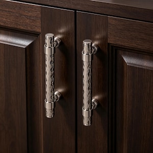 Hammered Brass Pull for Shoe Cabinet, Titanium Silver Drawer Handle