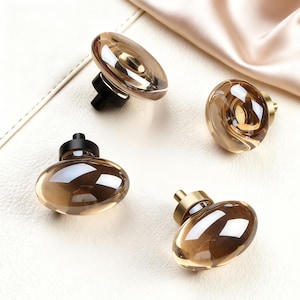 Gałka z mosiądzu kryształowego: gałki akrylowe w kolorze szampańskim, eleganckie gałki do szuflad