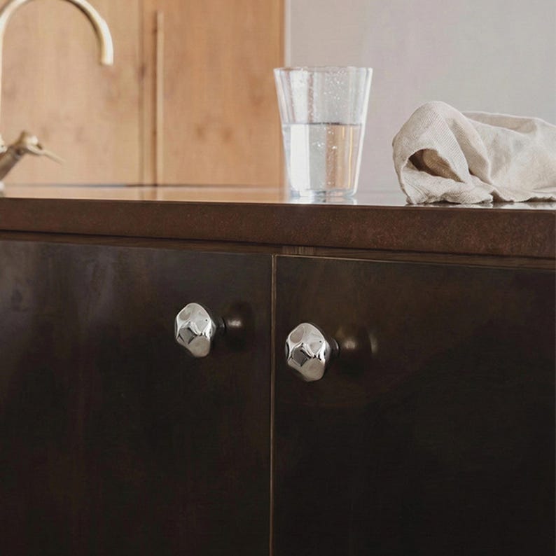 Unique Ceramic Knobs, Silver Cabinet Knobs, Furniture Improvement Knob image 13