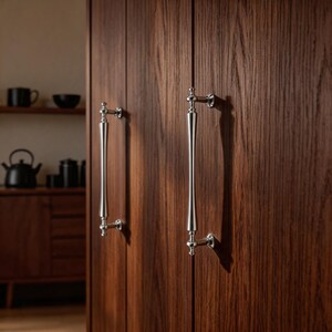 Cream Style Armoire Pull, Titanium Silver Cabinet Handle for Wardrobe Buffet Wine Cabinet