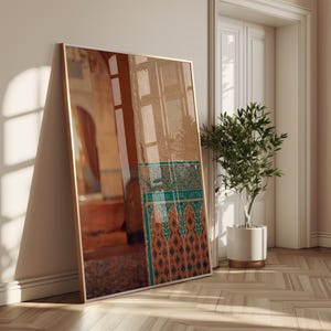 Ornamental Zellige Column Print - Moroccan Turquoise Tile Wall Art, Geometric Pattern Poster, Bohemian Decor