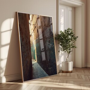 Moroccan Alley Turquoise Zellige - Medina Architecture Wall Art, Ancient Street Poster, Rustic Boho Decor Print