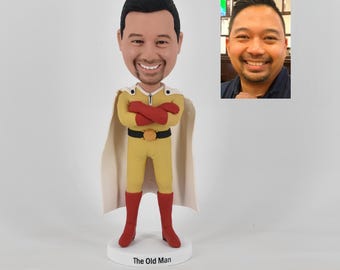 Custom Superhero Bobblehead - Personalized Photo Doll, Unique Gift for Him, Father’s Day/Birthday "The Old Man" Hero Figurine