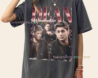 Vintage Dean Winchester Shirt, übernatürliche Dean Winchester Bootleg Comfort Farben T-Shirt Grafik T-Shirt, Geschenk für Frauen und Mann Unisex T-Shirt