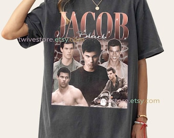Camiseta Jacob Black Comfort Colors, Camiseta Vintage Taylor Lautner, Presente Clássico de Filme, Camiseta com Estética Retrô de Lobisomem, Roupa para Fã do Time Jacob