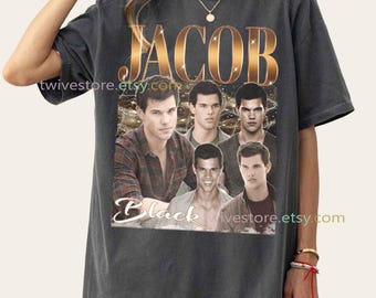 Camiseta Jacob Black Comfort Colors, Camiseta Vintage Taylor Lautner, Presente Clássico de Filme, Camiseta com Estética Retrô de Lobisomem, Roupa para Fã do Time Jacob
