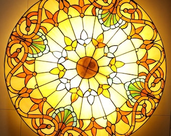 ラウンドバロック天井ライト、リビングルーム、ホテル、ヴィラ、ダイニングルーム、寝室、デザイナーの高級ティファニー照明器具に最適です。