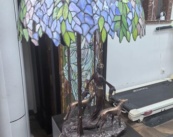 Seltene große Vintage Tiffany Tischlampe aus reinem Kupfer