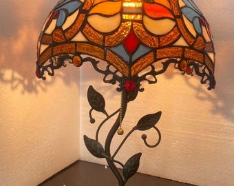 Tiffany Heart Dragon Tail glas-in-lood lampenkap, basis van hars, ijzer, omgevingslicht voor studeer-/woonkamer
