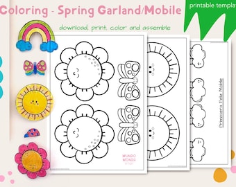 Coloring Activity: Color-me Buterflies for garland, mobile or ornaments. Kids activity (digital download)