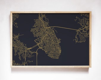 Map Outline of Charleston SC - Print on Canvas - Variations Available