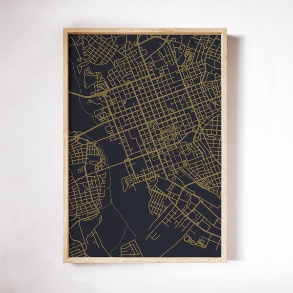 Map Outline of Columbia SC - Print on Canvas - Variations Available