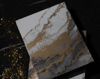A5 Notizbuch – schwarzes Marmor-Design mit Goldveredelung, dotted – luxuriöses Bullet Journal mit vergoldeter Schnittkante