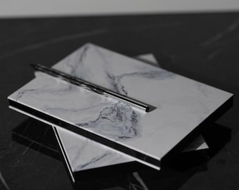 A5 Notizbuch – weißes Marmor‑Cover, dotted, Hardcover, hochwertiges Bullet Journal